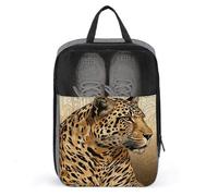 Hand Drawn Leopard Travel Shoe Bag, Waterproof Storage Pouch with Zipper, Portable Shoe Organizer for Women And Men
