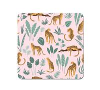 Hand Drawn Leopards Coasters - Set of 4 Warren Reed - Designer Pink One Size