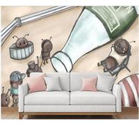 Hand Drawn Line Art Ants Small Animal Bottle 3D Wallpaper Textured Silk Easy Install Living Room Sofa Bedroom Dining Room Home Decoration Wall-150cm×105cm