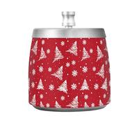 Hand Drawn Lines Of The Holy Christmas Tree Pattern Ashtray with Lid Outdoor Ash Tray Sets for Cigarettes Patio Stainless Steel Windproof
