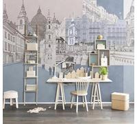 Hand Drawn Lines Urban Architecture Streets Scenery 3D Wallpaper Easy Install Feature Office Living Room Sofa Bedroom TV Background Wall Decoration-430cm×300cm