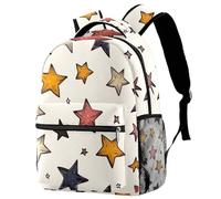 Hand Drawn Lucky Stars Backpack for Teen Girls Boys, School Bag for Elementary Middle Students