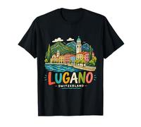 Hand Drawn Lugano Switzerland Travel Souvenir Landmark Gift T-Shirt