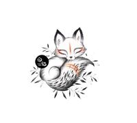 Hand-Drawn Monochrome Fox Temporary Tattoos Realistic, Waterproof, and Long-Lasting For Men Women 2 Pieces(Gray)