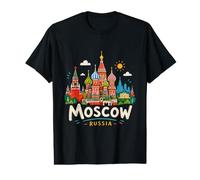 Hand Drawn Moscow Russia Travel Souvenir Landmark Gift Value Graphic T-Shirt