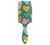 Hand Drawn Multicolored Hearts anti static hair brush for fine Designed scalp massager brush for thick hair with Ergonomic handle cepillo para cabello de mujer