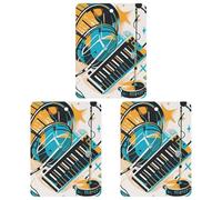 Hand Drawn Musical Instruments Car Air Freshener, 3 Pcs Square Hanging Air Freshener Cards, Long Lasting Fragrance Scented Cards for Car, Home, Office Black-style