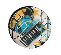 Hand Drawn Musical Instruments Spare Tire Cover, 26inch Oxford Wheel Protector Travel Accessories, Waterproof Dustproof Wheel Tire Covers for RV Jeep SUV Camper Truck