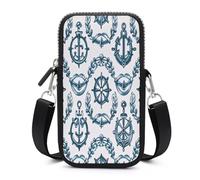 Hand Drawn Nautical Pattern Small Crossbody Bag, Lightweight Cell Phone Purse with Strap, Travel Pouch Shoulder Bag for Women