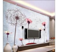 Hand Drawn Nostalgia Simple Beauty Dandelion Chrysanthemum 3D Wallpaper Easy Install Feature Office Living Room Sofa Bedroom TV Background Wall Decoration-430cm×300cm