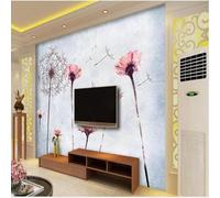 Hand Drawn Nostalgia Simple Beauty Dandelion Daisy 3D Wallpaper Luxury Silk Study Dining Feature Sofa Grey Bedroom Living Room Tv Decorative Wall-200cm×140cm