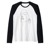 Hand Drawn One Line Art Face Raglan Baseball Tee
