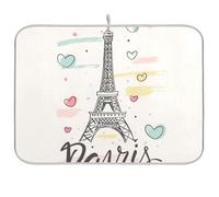 Hand Drawn Paris Reusable Drying Dish mat 18x24 Rectangle Large mat Under Dish Drainer Decorative Home Decor Essentials