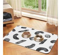 Hand Drawn Pasta,Waterproof Pet Feeding Mat,PU Leather Placemats for Cat Dog Water Bowl,Food Mats,30x45cm