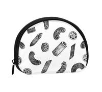 Hand Drawn PastaSmall Makeup Sanitary Napkin Storage Bag,Women's Cosmetic Coin Purse