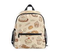 Hand-Drawn Pastries Bread Cake Pattern Toddler Backpack, Boy Backpack Preschool Bag Kindergarten Schoolbag Nursery Travel Bag for Girl