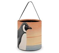 Hand Drawn Penguin Halloween Tote Candy Bags Trick Or Treat Candy Bags Reusable Candy Basket With Handles Multipurpose Gifts Bag For Festival Party Gathering
