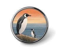 Hand Drawn Penguin Round Badge Cute Brooch Hats Jackets Decor Personalized Lapel Pin Clothing Jewelry Accessories for Wedding Party Gift