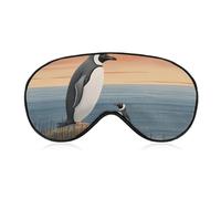 Hand Drawn Penguin Sleep Mask for Women Men Side Sleeper Eye Cover with Adjustable Strap Soft Breathable Blackout Mask Slip-Free Deep Sleeping Travel Essentials