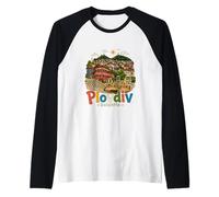 Hand Drawn Plovdiv Bulgaria Travel Souvenir Landmark Gift Raglan Baseball Tee