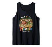 Hand Drawn Plovdiv Bulgaria Travel Souvenir Landmark Gift Tank Top