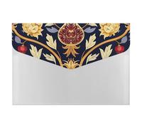 Hand Drawn Pomegranate Accordion File Organizer 6 Pocket Document Organizer Expanding File Folder Accordion Folder with Labels, Travel Document Folders Plastic Envelopes with Snap Closure 13x9.1 Inch