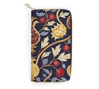 Hand Drawn Pomegranate Slim Thin Credit Card Wallet, PU Leather Bifold Cash Wallet, Zipper Coin Pocket Id Window Wallet Storage Bag Wallet Coin Purse Pouch Change Holder Small with Zipper for Men And