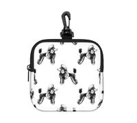 Hand Drawn Poodles, Coin Purse Square Zipper Storage Bag, Change Pouch with Lobster Buckle Clasp Buckle, Change Purse
