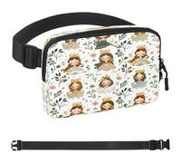 Hand Drawn Princess Design Fanny Packs for Women Men, Crossbody Belt Bag with Zipper Pockets,Waterproof Waist Packs with Adjustable Strap for Workout Running Traveling Hiking, Multicolor, One Size
