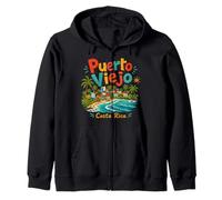 Hand Drawn Puerto Viejo Costa Rica Travel Landmark Gift Zip Hoodie