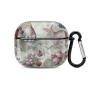 Hand Drawn Rabbit Bluetooth Earbuds Case Cover Full Body Shockproof Protection Hard Case Support Wireless Charging with Keychain Personalized Gift for AirPods 3