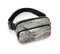 Hand Drawn Rabbit Fanny Pack Belt Bag with Adjustable Strap Fashion Waist Bag for Outdoor Sports Hiking, white, 20x13cm, Full Printed Waist Bag