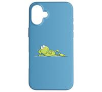 Hand Drawn Relaxing Frog Cute Cartoon Frog Prince Design Case for iPhone 16 Plus