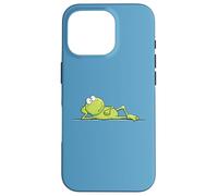 Hand Drawn Relaxing Frog Cute Cartoon Frog Prince Design Case for iPhone 16 Pro