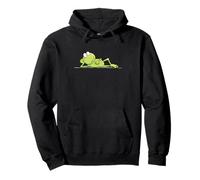Hand Drawn Relaxing Frog Cute Cartoon Frog Prince Design Pullover Hoodie