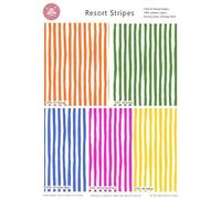 Hand Drawn Resort Stripes 100% Cotton 112cm Wide Digitally Printed 5Pcs Fat Quarter Bundle for Beach Bags, Kidswear, Home Décor