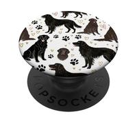 Hand Drawn Retrievers Pattern Cute Flat-Coated Retrievers PopSockets Adhesive PopGrip