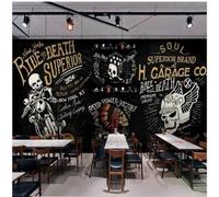 Hand Drawn Retro Chalkboard Art Motorcycle Skull 3D Wallpaper Premium Textured Silk Study Dining Living Room Bedroom Sofa TV Wall Easy Install-200cm×140cm