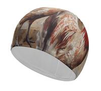 Hand Drawn Rooster Swim Cap for Women Men Swimming Hat Bath Waterproof Pool Caps for Long Thick Curly Hair