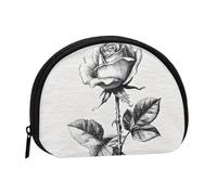 Hand-Drawn Rose Printed Seashell Portable Mini Change Storage Bag, Durable and Portable