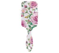 Hand Drawn Roses Peach antistatic womens hair brush Designed scalp massager for short hair with Ergonomic handle cepillo para definir rizos