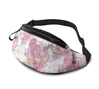 Hand Drawn Roses Spots Background Casual Fanny Waist Pack Bag Adjustable Lightweight Sport Belt Waist Bag for Sports Running Hiking Biking Walking