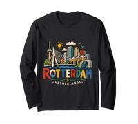 Hand Drawn Rotterdam Netherlands Travel Landmark Gift Long Sleeve T-Shirt