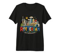 Hand Drawn Rotterdam Netherlands Travel Landmark Gift Premium T-Shirt