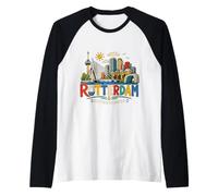 Hand Drawn Rotterdam Netherlands Travel Landmark Gift Raglan Baseball Tee