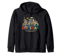 Hand Drawn Rotterdam Netherlands Travel Landmark Gift Zip Hoodie