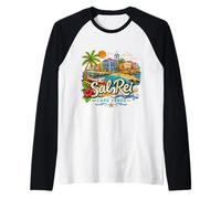 Hand Drawn Sal Rei Cape Verde Travel Souvenir Landmark Gift Raglan Baseball Tee