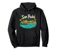 Hand Drawn San Pedro Belize Travel Souvenir Landmark Gift Pullover Hoodie
