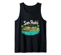 Hand Drawn San Pedro Belize Travel Souvenir Landmark Gift Tank Top