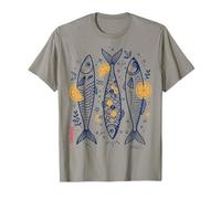 Hand Drawn Sardine Fish with Lemon Slices Art T-Shirt